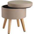 Yumi Stool With Storage In Linen Look - Yellow