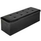 Storage Bench Foldable Made Of Synthetic Leather 110X38X38Cm - Black