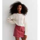 Girls Stone Cable Knit Crop Jumper