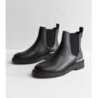 Black Leather-Look Metal Trim Chelsea Boots