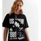 Black Cotton US Tour 1989 Oversized Logo T-Shirt