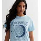 Pale Blue Mystic Moon and Stars Logo T-Shirt