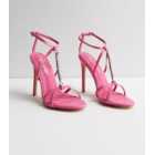 Public Desire Pink Diamanté Strappy Stiletto Heel Sandals