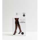2 Pack Black Glossy Tights
