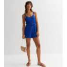 Bright Blue Jersey Button Front Playsuit