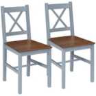 HOMCOM Pine Wood Kitchen Dining Chairs Set Of 2 - Grey
