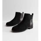 Wide Fit Black Faux Croc Chelsea Ankle Boots