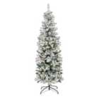 Abaseen 7FT Green Pre-Lit Pencil Slim Snow Tipped Artificial Christmas Tree 220 LEDs Xmas Tree 820 Tips