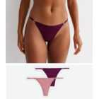 2 Pack Pink and Purple Diamanté Side Adjustable Thongs