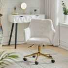 Living and Home Velvet Upholstered Home Office Swivel Task Chair