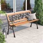Living and Home Rose Style Wooden Garden Patio Bench Cast Iron Ends Legs