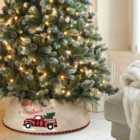 Livingandhome Burlap Merry Christmas Tree Skirt Collar Christmas Decoration Xmas Ornament
