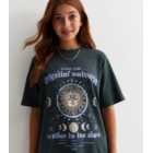 Girls Dark Grey Celestial Oversized Logo T-Shirt