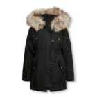 KIDS ONLY Black Faux Fur Hooded Parka Jacket