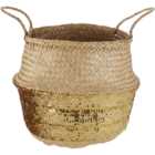 Premier Housewares Gold Sequin Medium Seagrass Basket