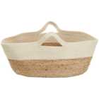 Premier Housewares Natural and White Oval Jute Basket
