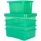 Wham Multisize Crystal Stackable Plastic Green Storage Box and Lid Set 5 Piece