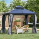 Outsunny 3 x 3m 2 Tier Roof Gazebo with Hardtop