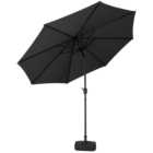 Living and Home Black Round Crank Tilt Parasol with Square Base 3m