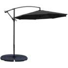 Living and Home Black Garden Cantilever Parasol with Round Base 3m