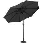 Living and Home Black Round Crank Tilt Parasol with Floral Round Base 3m