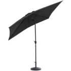 Living and Home Black Crank and Tilt Parasol with Rattan Effect Base 3m
