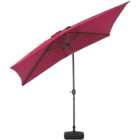 Living and Home Red Crank and Tilt Parasol with Square Base 3m