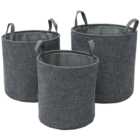 JVL Shadow Round Fabric Storage Baskets Set of 3
