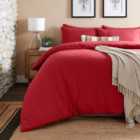 Simply Brushed Cotton Red Duvet Cover & Pillowcase Set