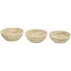 Premier Housewares Natural Round Palm Leaf Basket Set of 3
