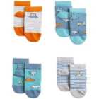 M&S Cotton Rich Transport Print Baby Socks, 4 Pack, 0-6 4 per pack