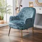 Livingandhome Comfy Velvet Upholstered Living Room Armchair With Gold Legs, Grey