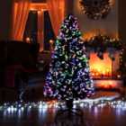 SHATCHI 7Ft/210cm Multicolour Fibre Optic Christmas Tree LED Pre-Lit