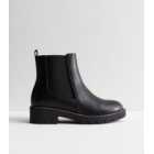 Extra Wide Fit Black Leather-Look Chelsea Boots