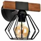 Milagro Wall Lamp Ulf Black/Wood 1Xe27 60W