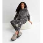 Girls Light Grey Fleece Trouser Pyjama Set with Koala Print