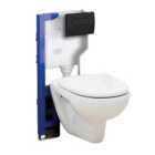 820mm Mounting Frame & Concealed Cistern for Wall Hung Toilets with Black Flush Plate