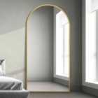 MirrorOutlet Arcus - Gold Framed Arched Leaner / Wall Mirror 79" X 39" (200cm X 100cm)