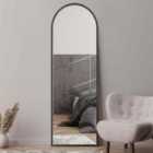 MirrorOutlet Arcus - Black Framed Arched Leaner / Wall Mirror 71" X 24" (180cm X 60cm)