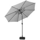 Living and Home Light Grey Round Crank Tilt Parasol with Square Base 3m