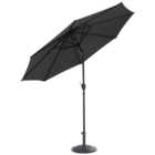 Living and Home Black Round Crank Tilt Parasol with Round Base 3m
