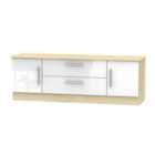 Ready Assembled Contrast 2 Door 2 Drawer Superwide Tv Unit In White Gloss & Bardolino Oak