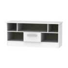 Ready Assembled Contrast 1 Drawer Tv & Media Unit In White Gloss