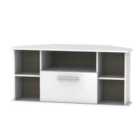 Ready Assembled Contrast Corner Tv Unit In White Gloss