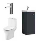 Nuie Core Floor Standing 400Mm Unit Tap & Wc Satin Anthracite