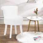 Living and Home Modern Plush Upholstered Dressing Table Chair With White Legs