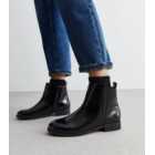 Wide Fit Black Patent Chelsea Boots