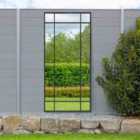 MirrorOutlet Genestra - Black Contemporary Wall & Leaner Outdoor Garden Mirror 71"x 33" 180 x 85cm