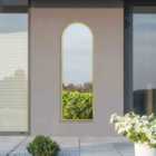 MirrorOutlet Arcus - Gold Metal Framed Arched Outdoor Garden Wall Mirror 63" X 21" (160CM X 53CM)