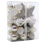 Living and Home White and Silver Baubles 30 Pack
